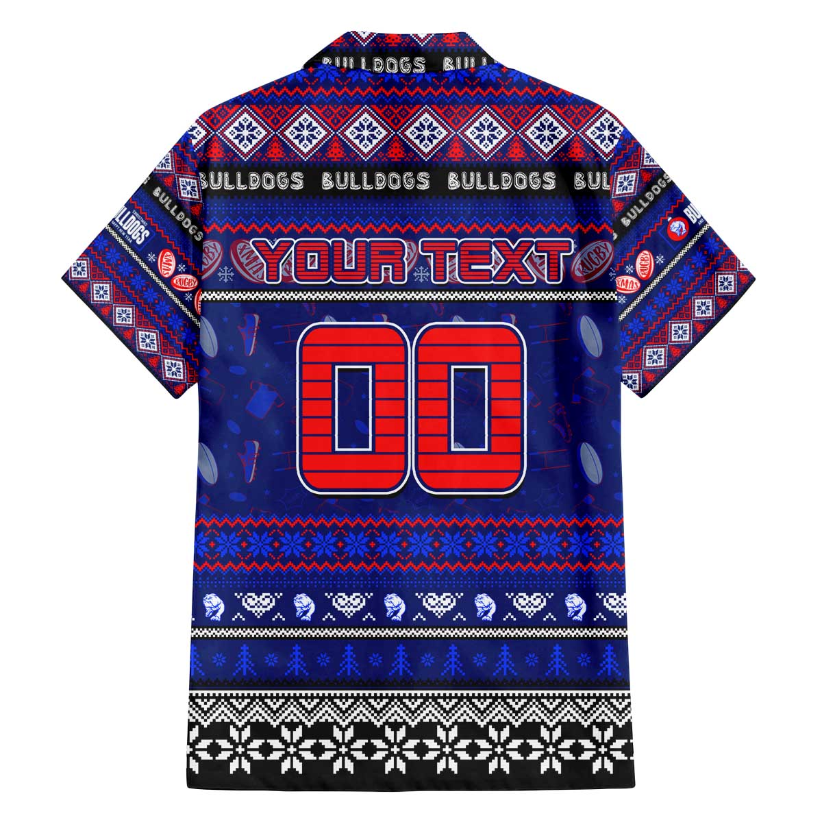 Personalized Bulldogs Rugby Xmas Family Matching Off The Shoulder Long Sleeve Dress and Hawaiian Shirt Australia AFL Mascot
