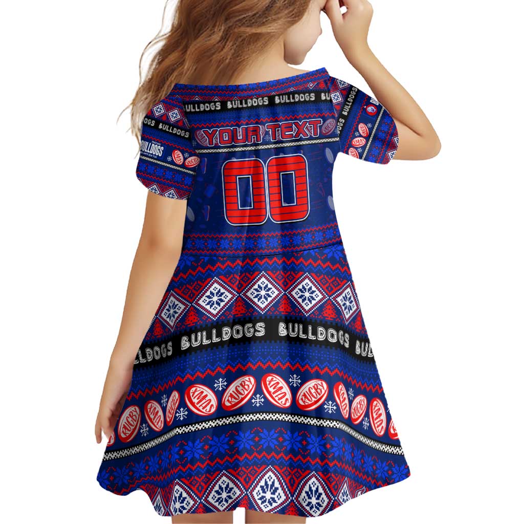 Personalized Bulldogs Rugby Xmas Family Matching Off Shoulder Short Dress and Hawaiian Shirt Australia AFL Mascot