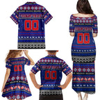 Personalized Bulldogs Rugby Xmas Family Matching Puletasi and Hawaiian Shirt Australia AFL Mascot