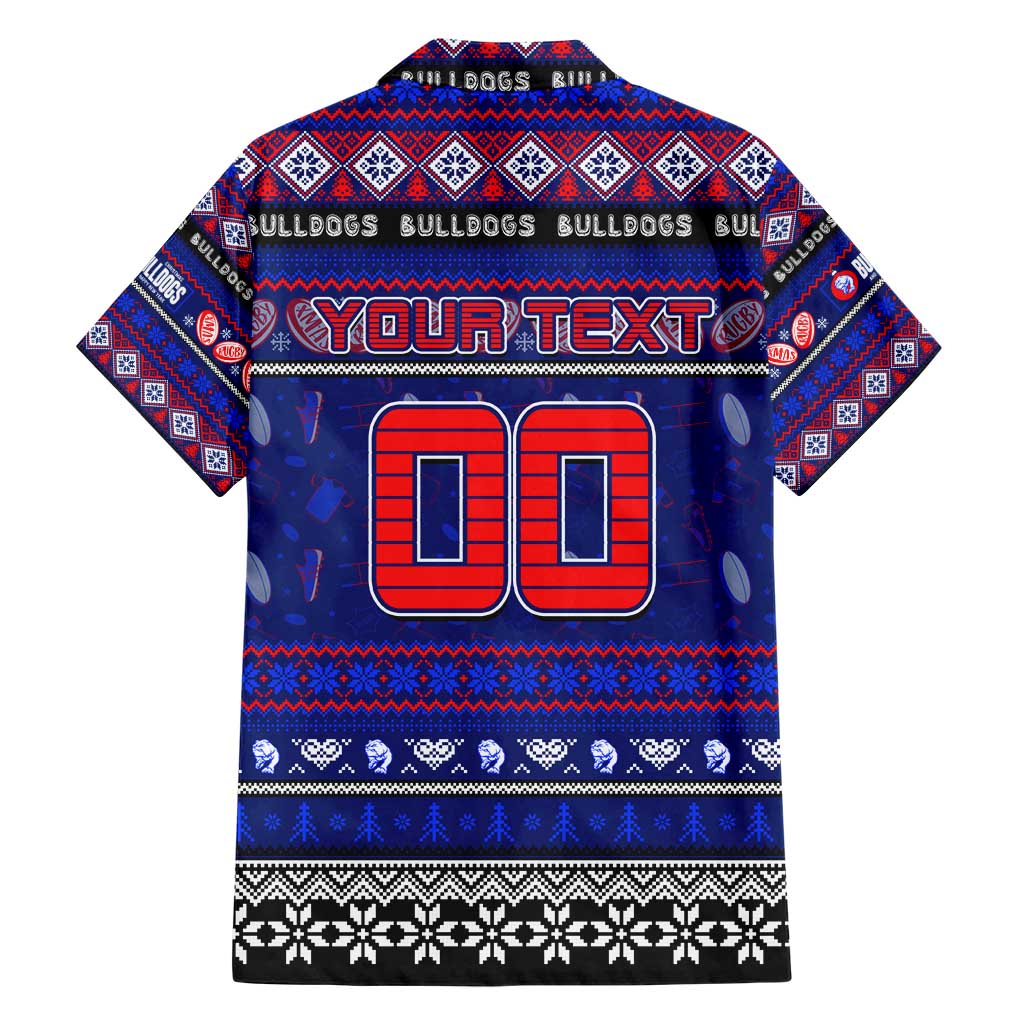 Personalized Bulldogs Rugby Xmas Family Matching Short Sleeve Bodycon Dress and Hawaiian Shirt Australia AFL Mascot