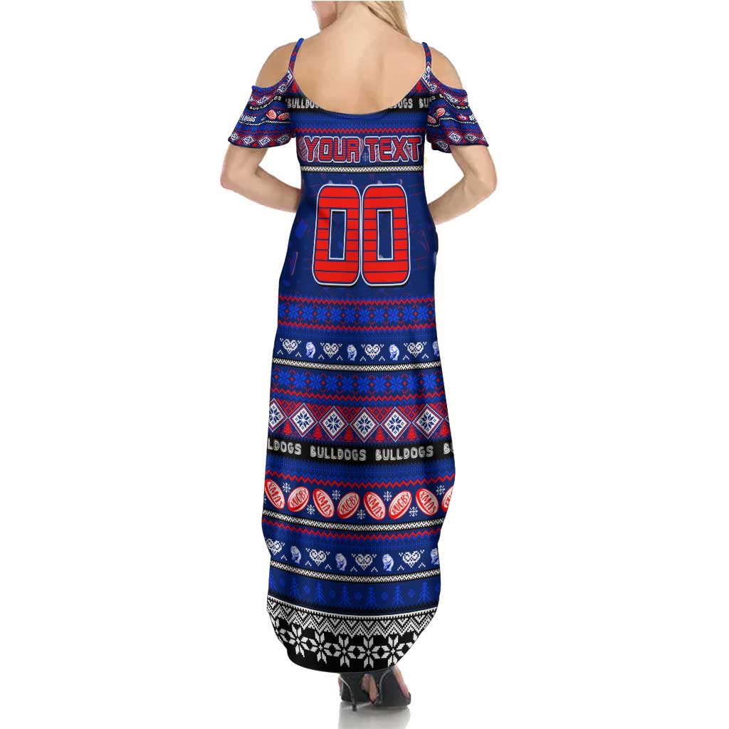 Personalized Bulldogs Rugby Xmas Family Matching Summer Maxi Dress and Hawaiian Shirt Australia AFL Mascot