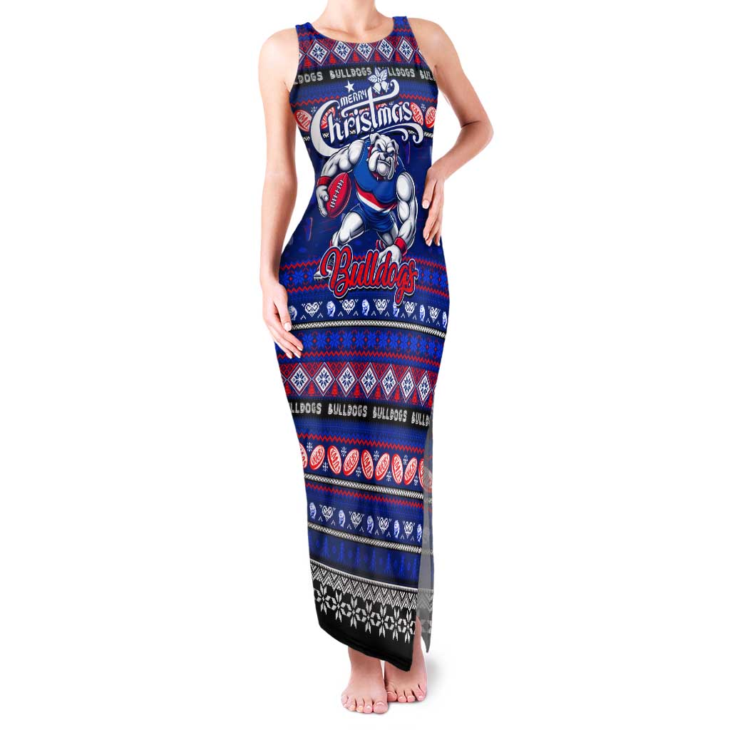 Personalized Bulldogs Rugby Xmas Family Matching Tank Maxi Dress and Hawaiian Shirt Australia AFL Mascot