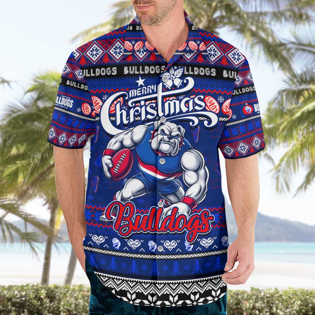 Personalized Bulldogs Rugby Xmas Hawaiian Shirt Australia AFL Mascot