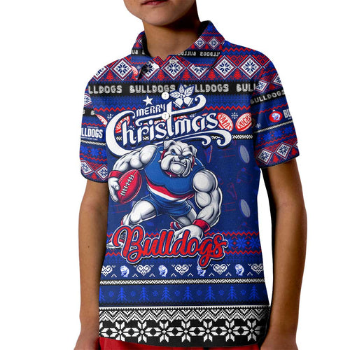 Personalized Bulldogs Rugby Xmas Kid Polo Shirt Australia AFL Mascot