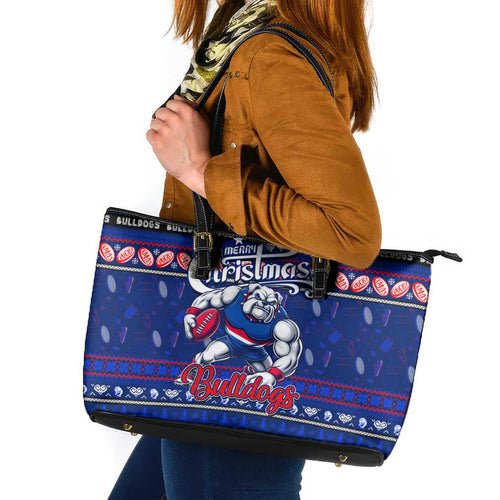 Bulldogs Football Xmas Leather Tote Bag Australia AFL Mascot