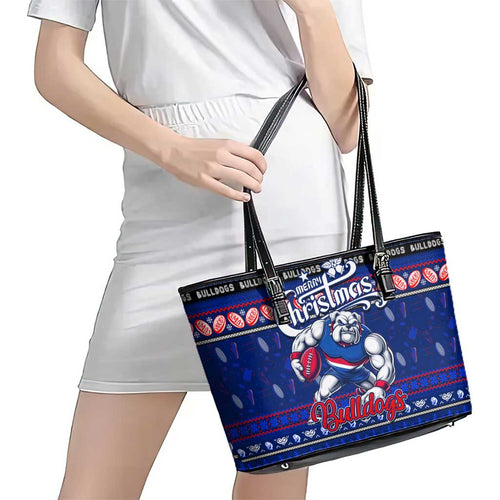 Bulldogs Football Xmas Leather Tote Bag Australia AFL Mascot