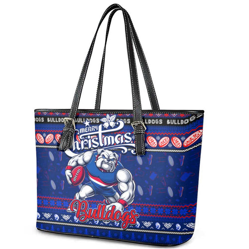 Bulldogs Football Xmas Leather Tote Bag Australia AFL Mascot