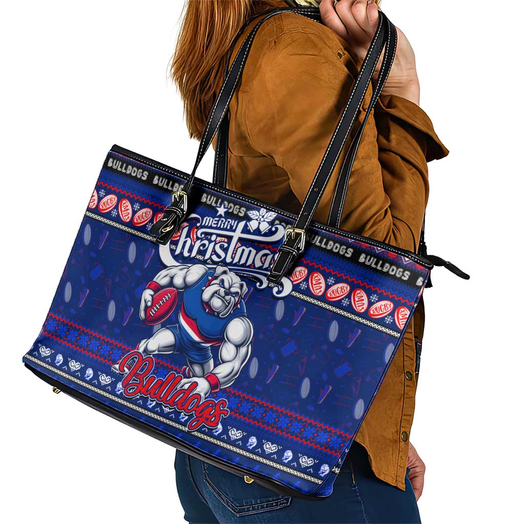 Bulldogs Football Xmas Leather Tote Bag Australia AFL Mascot