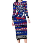 Personalized Bulldogs Rugby Xmas Long Sleeve Bodycon Dress Australia AFL Mascot