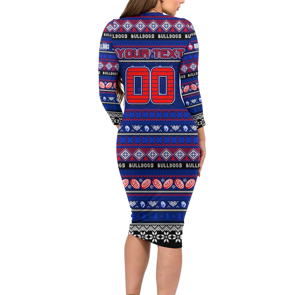 Personalized Bulldogs Rugby Xmas Long Sleeve Bodycon Dress Australia AFL Mascot