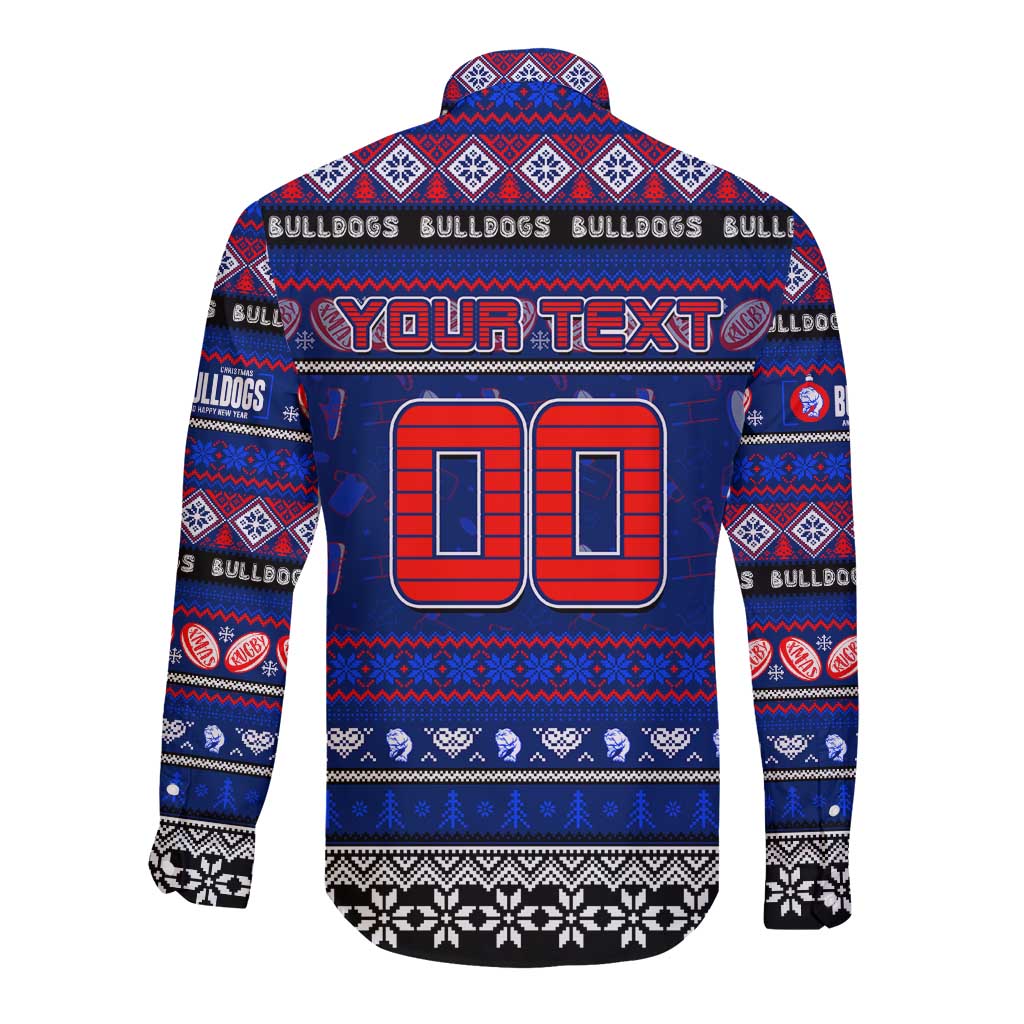 Personalized Bulldogs Rugby Xmas Long Sleeve Button Shirt Australia AFL Mascot
