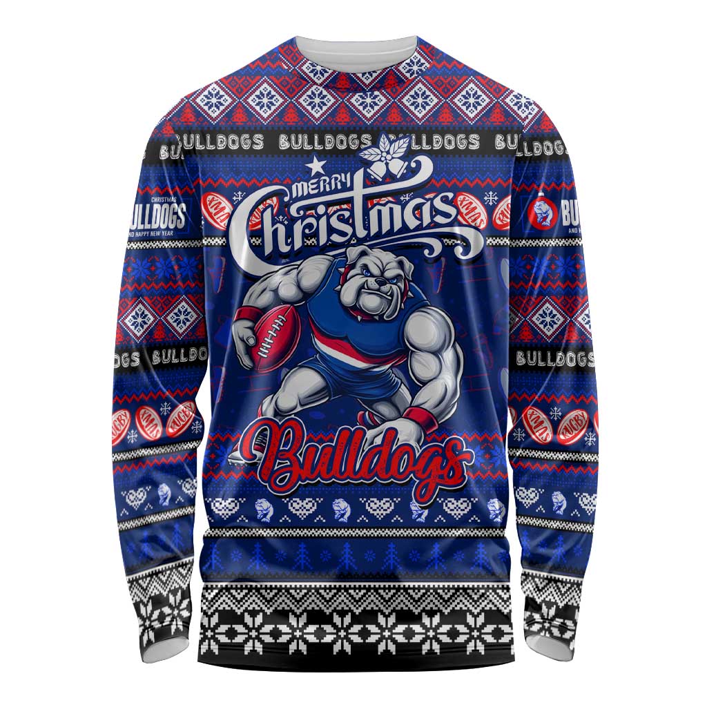Personalized Bulldogs Rugby Xmas Long Sleeve Shirt Australia AFL Mascot