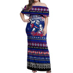 Personalized Bulldogs Rugby Xmas Off Shoulder Maxi Dress Australia AFL Mascot
