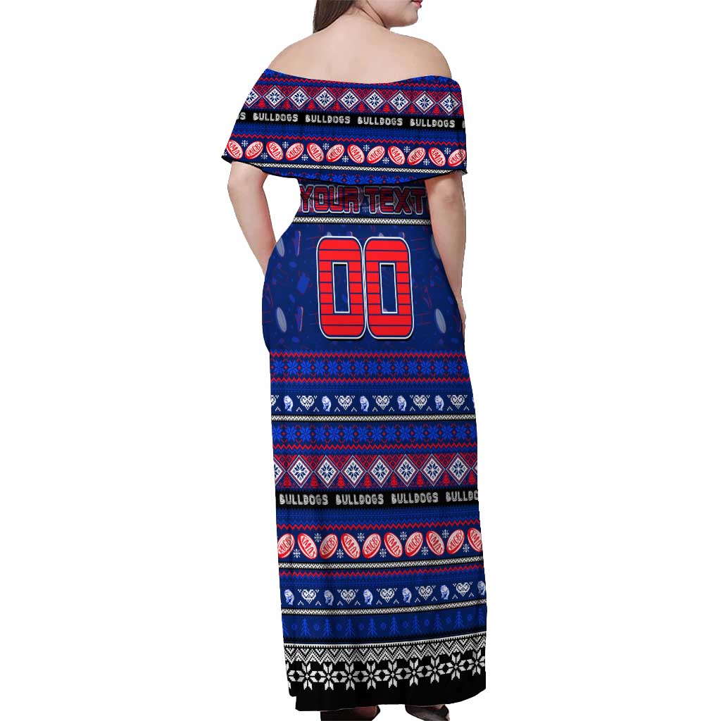 Personalized Bulldogs Rugby Xmas Off Shoulder Maxi Dress Australia AFL Mascot
