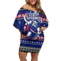Personalized Bulldogs Rugby Xmas Off Shoulder Short Dress Australia AFL Mascot