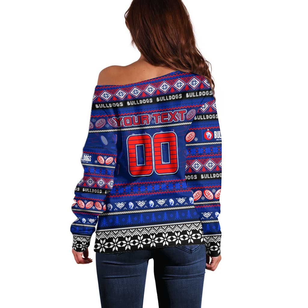 Personalized Bulldogs Rugby Xmas Off Shoulder Sweater Australia AFL Mascot