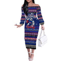Personalized Bulldogs Rugby Xmas Off The Shoulder Long Sleeve Dress Australia AFL Mascot