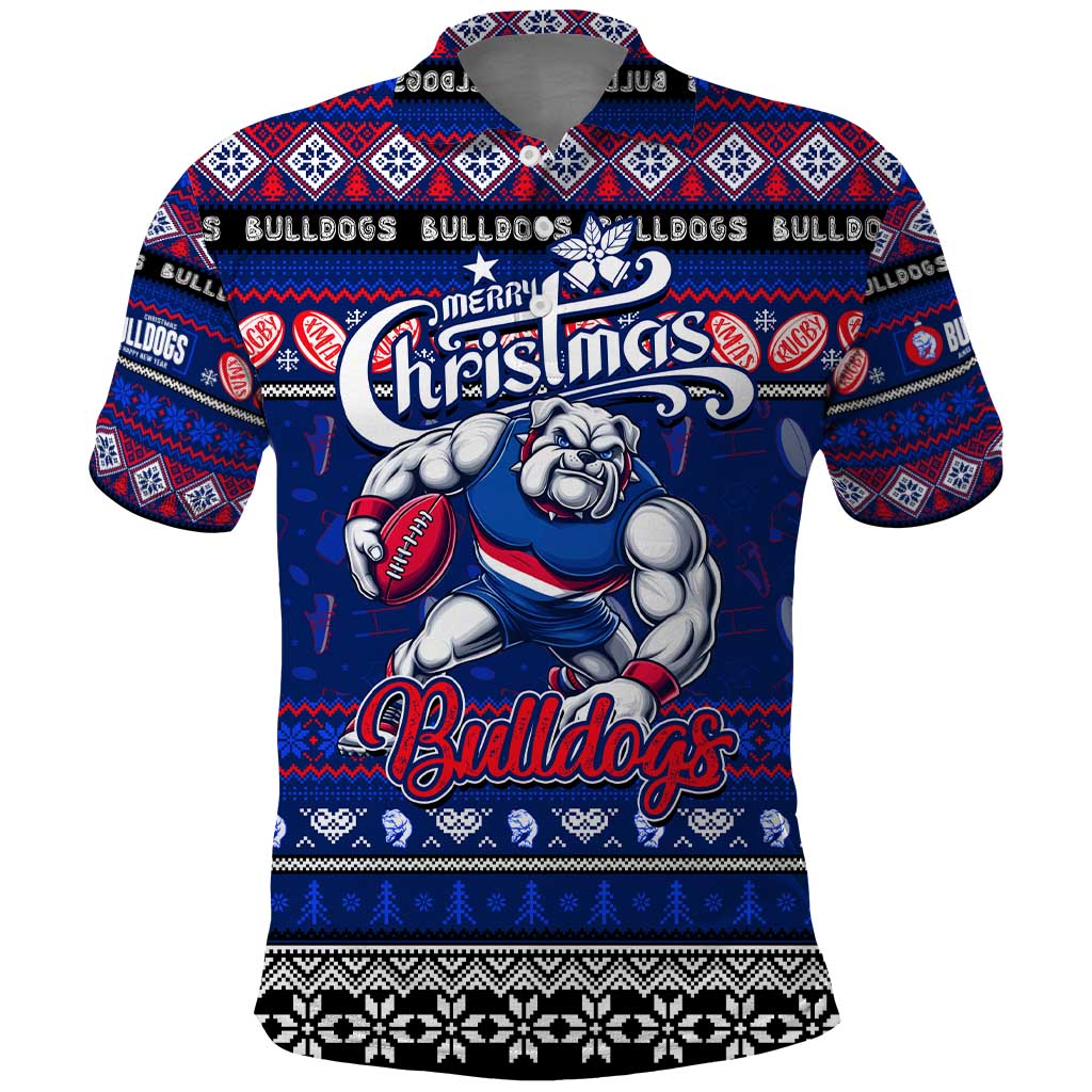 Personalized Bulldogs Rugby Xmas Polo Shirt Australia AFL Mascot