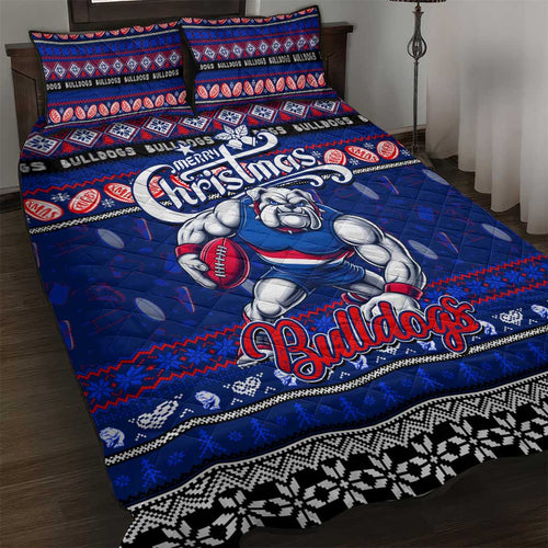 Bulldogs Football Xmas Quilt Bed Set Australia AFL Mascot