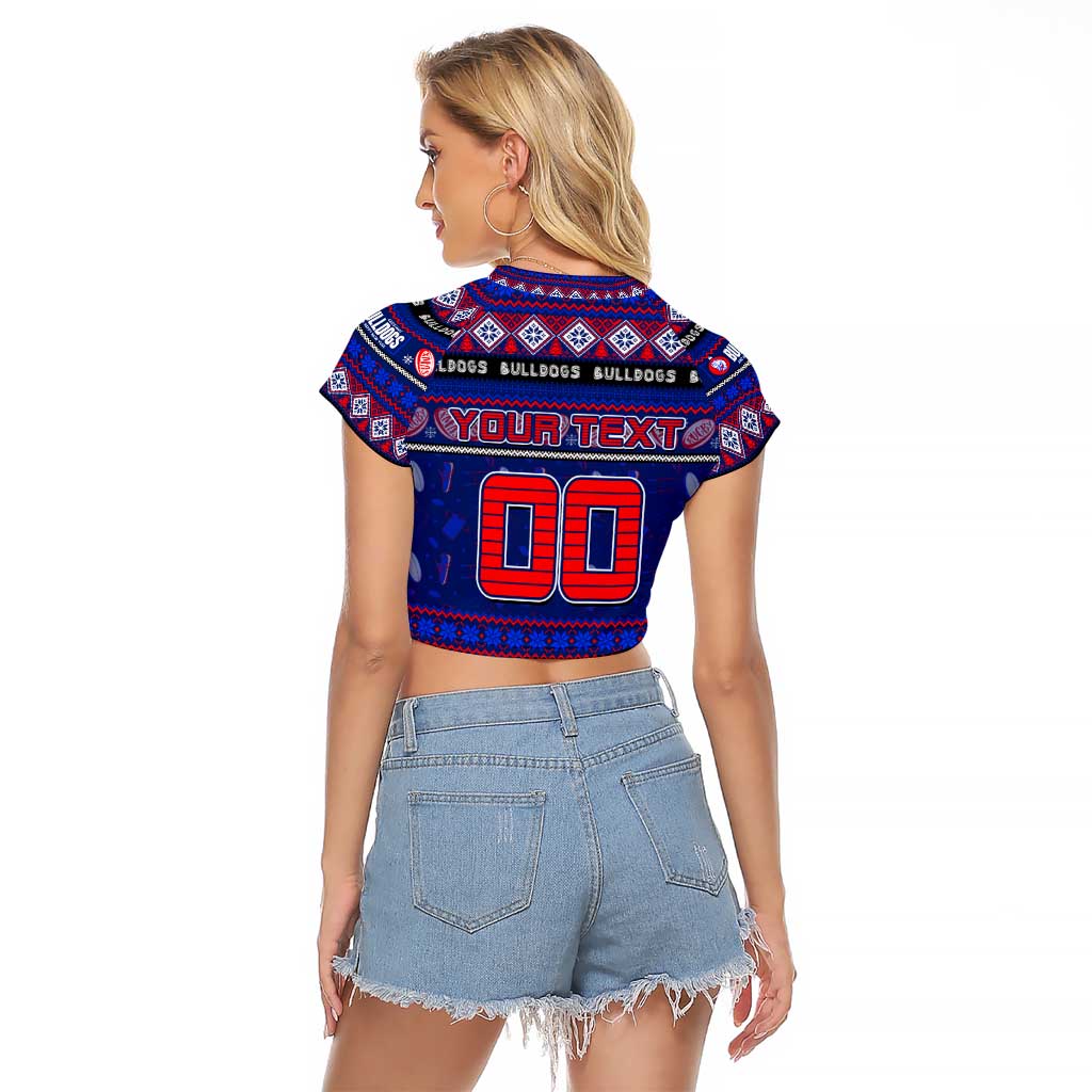 Personalized Bulldogs Rugby Xmas Raglan Cropped T Shirt Australia AFL Mascot