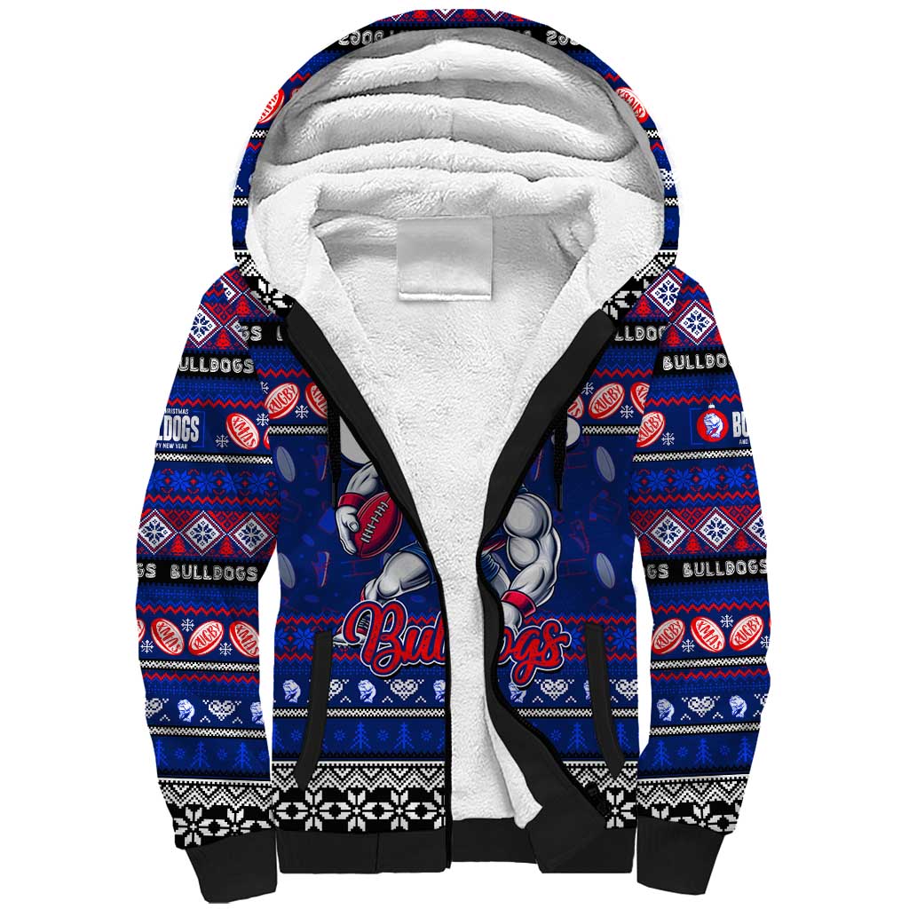 Personalized Bulldogs Rugby Xmas Sherpa Hoodie Australia AFL Mascot