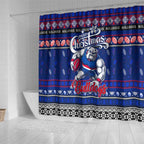 Bulldogs Football Xmas Shower Curtain Australia AFL Mascot