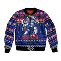 Personalized Bulldogs Rugby Xmas Sleeve Zip Bomber Jacket Australia AFL Mascot