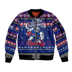 Personalized Bulldogs Rugby Xmas Sleeve Zip Bomber Jacket Australia AFL Mascot