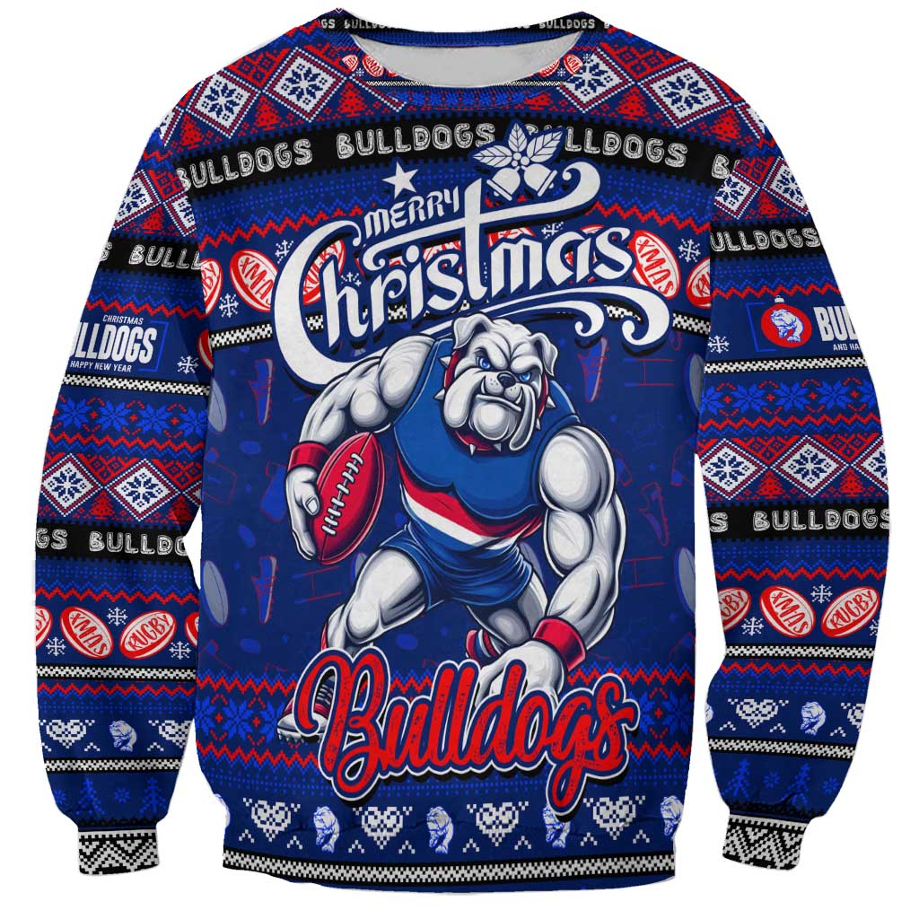 Personalized Bulldogs Rugby Xmas Sweatshirt Australia AFL Mascot