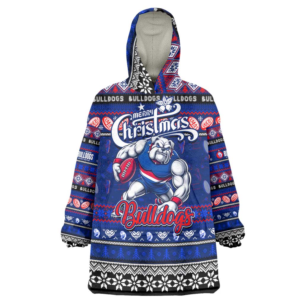 Personalized Bulldogs Rugby Xmas Wearable Blanket Hoodie Australia AFL Mascot