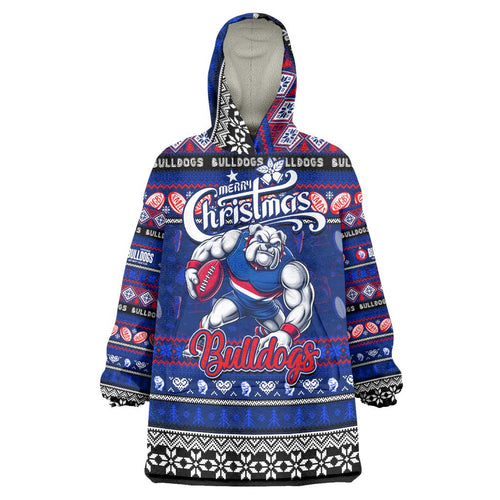 Personalized Bulldogs Rugby Xmas Wearable Blanket Hoodie Australia AFL Mascot
