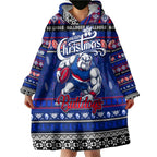 Personalized Bulldogs Rugby Xmas Wearable Blanket Hoodie Australia AFL Mascot