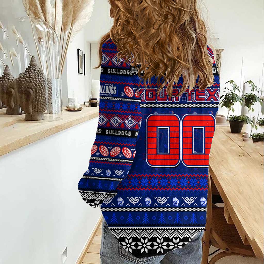 Personalized Bulldogs Rugby Xmas Women Casual Shirt Australia AFL Mascot