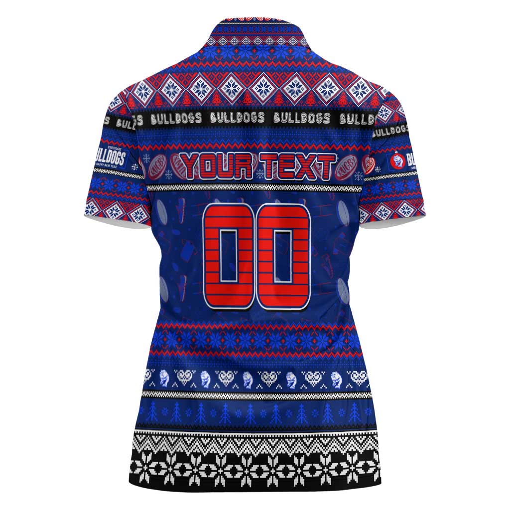 Personalized Bulldogs Rugby Xmas Women Polo Shirt Australia AFL Mascot