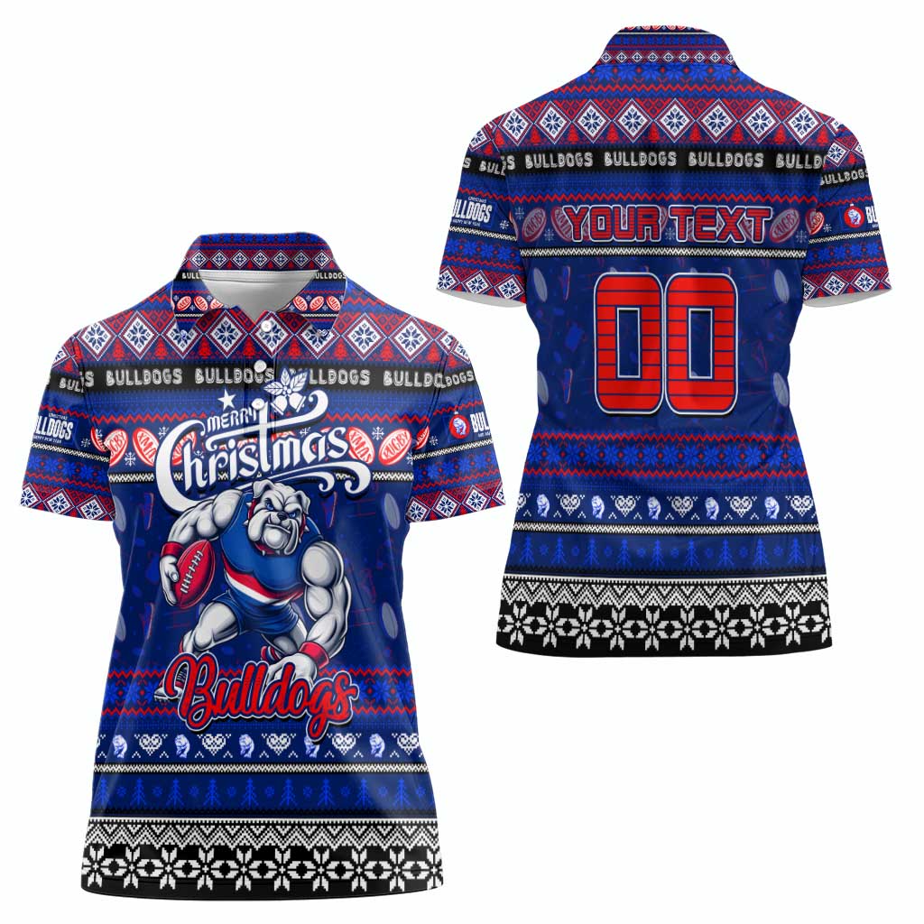 Personalized Bulldogs Rugby Xmas Women Polo Shirt Australia AFL Mascot