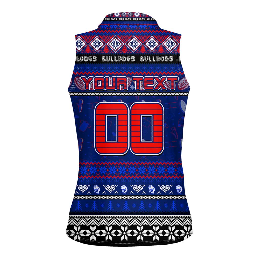 Personalized Bulldogs Rugby Xmas Women Sleeveless Polo Shirt Australia AFL Mascot