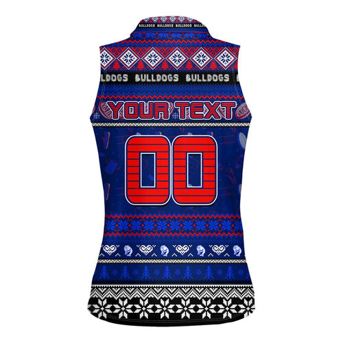 Personalized Bulldogs Rugby Xmas Women Sleeveless Polo Shirt Australia AFL Mascot