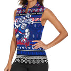 Personalized Bulldogs Rugby Xmas Women Sleeveless Polo Shirt Australia AFL Mascot