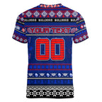 Personalized Bulldogs Rugby Xmas Women V-Neck T-Shirt Australia AFL Mascot