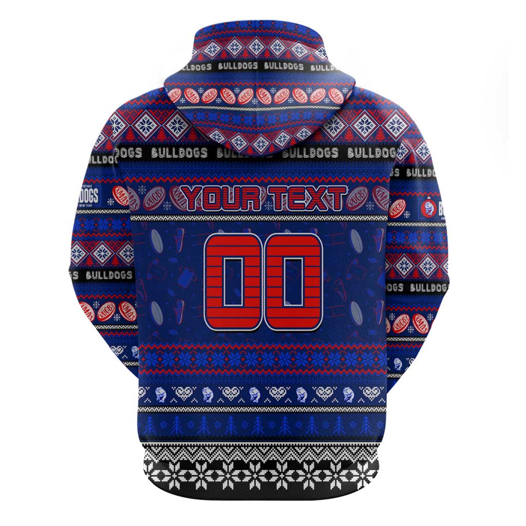 Personalized Bulldogs Rugby Xmas Zip Hoodie Australia AFL Mascot