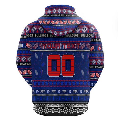Personalized Bulldogs Rugby Xmas Zip Hoodie Australia AFL Mascot