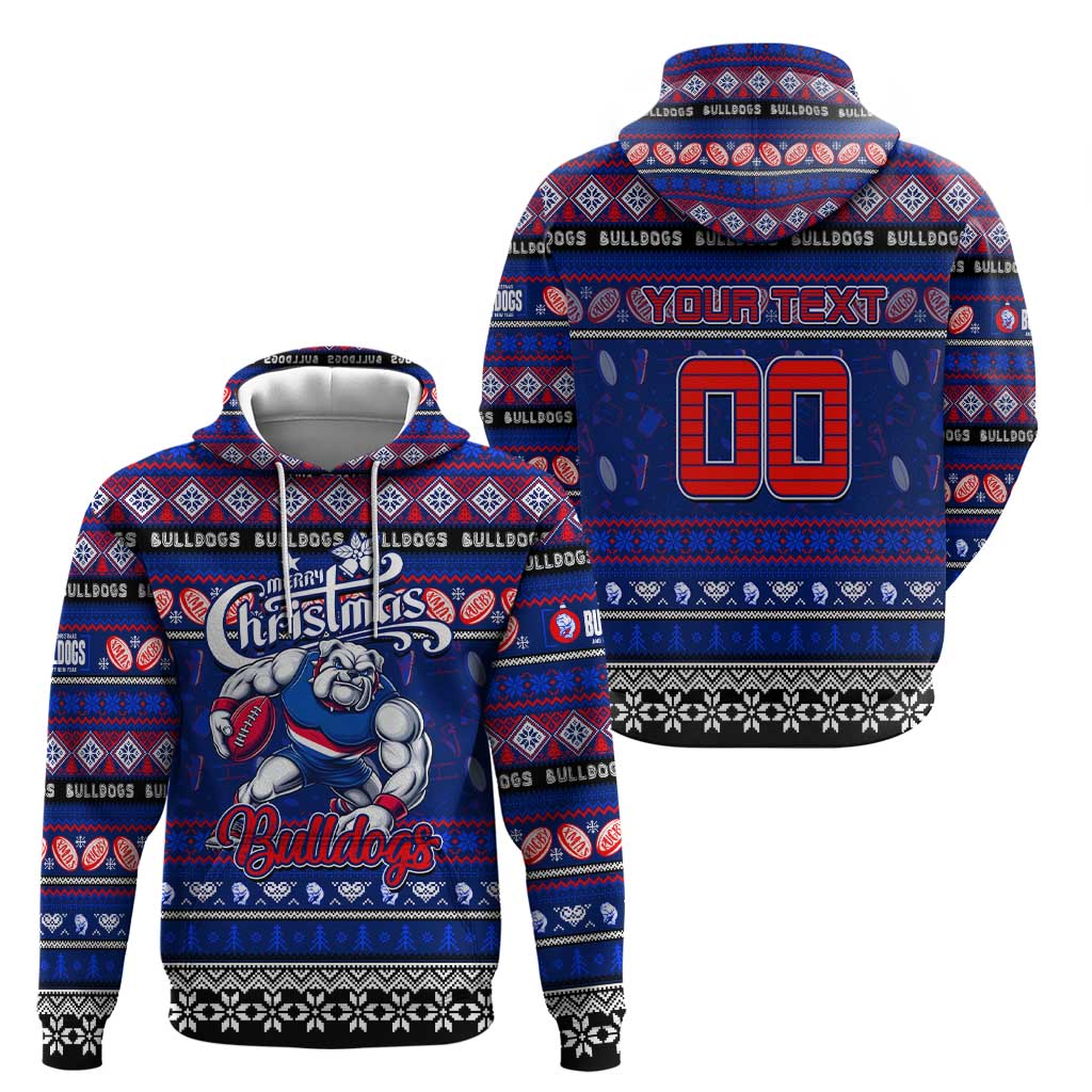 Personalized Bulldogs Rugby Xmas Zip Hoodie Australia AFL Mascot
