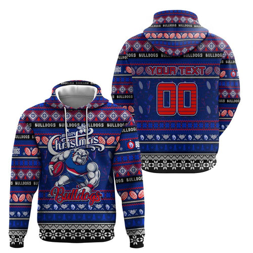 Personalized Bulldogs Rugby Xmas Zip Hoodie Australia AFL Mascot