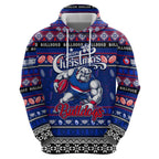 Personalized Bulldogs Rugby Xmas Zip Hoodie Australia AFL Mascot