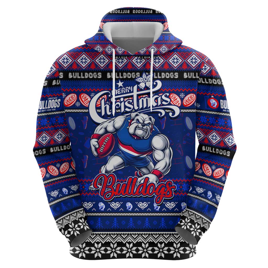 Personalized Bulldogs Rugby Xmas Zip Hoodie Australia AFL Mascot