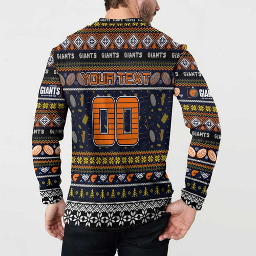 Personalized Giants Rugby Xmas Button Sweatshirt Australia AFL Mascot
