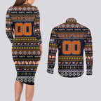 Personalized Giants Rugby Xmas Couples Matching Long Sleeve Bodycon Dress and Long Sleeve Button Shirt Australia AFL Mascot