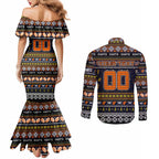 Personalized Giants Rugby Xmas Couples Matching Mermaid Dress and Long Sleeve Button Shirt Australia AFL Mascot