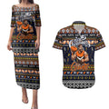 Personalized Giants Rugby Xmas Couples Matching Puletasi and Hawaiian Shirt Australia AFL Mascot