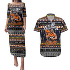 Personalized Giants Rugby Xmas Couples Matching Puletasi and Hawaiian Shirt Australia AFL Mascot